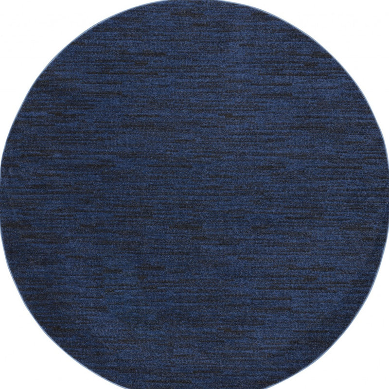 Tapis intérieur 8 pi bleu minuit rond résistant aux taches