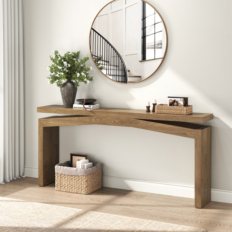 Console de 63 pouces en bois pour le salon de l'entrée, Brun