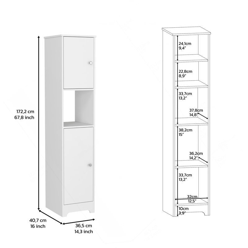 Armoire à linge Albany, quatre tablettes intérieures, finition blanche, Blanc
