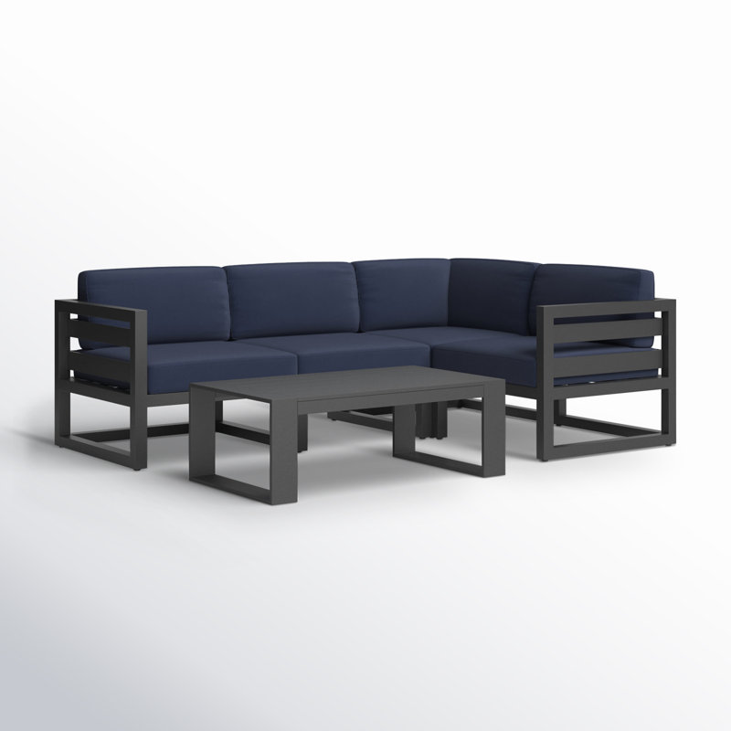 Ensemble de conversation modulaire 5 pièces avec coussins Sunbrella Smith, Spectre indigo Sunbrella®, Ardoise