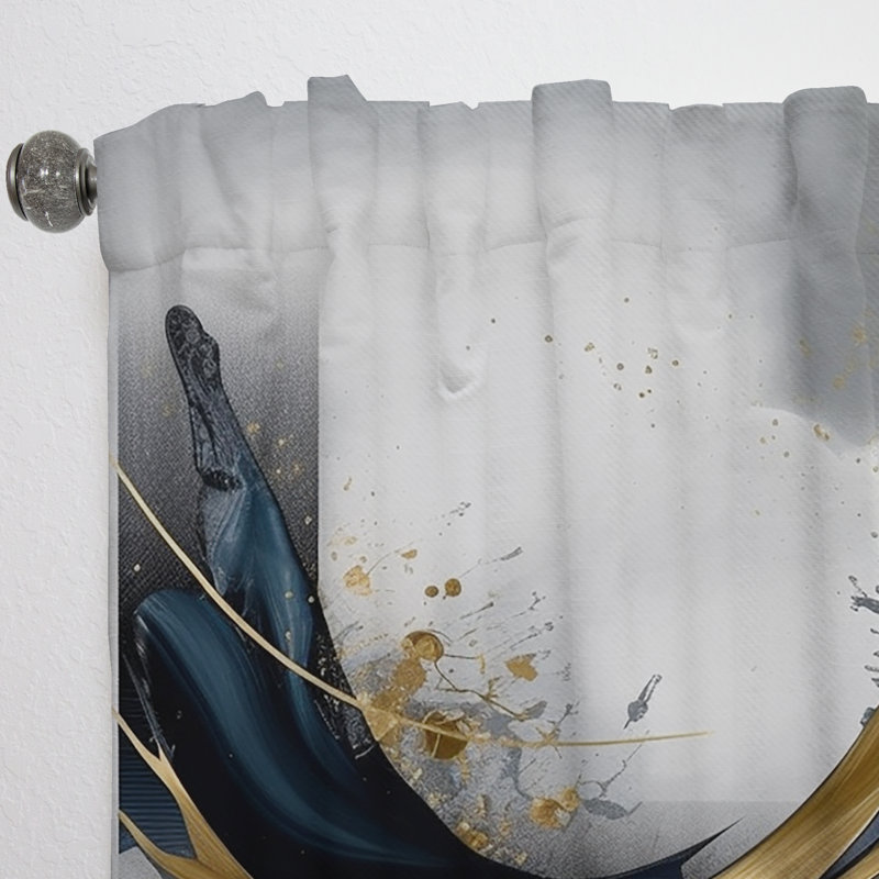 Shapes And Lines Abstract Marble V - Modern Velvet Curtain - Room Darkening - 1 panel, 52" W x 108" L