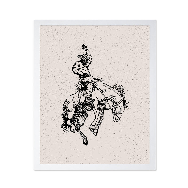 Cowboy à cheval, 18"H x 24"W, Poster, White Framed