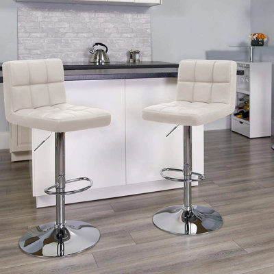 Swivel Upholstered Adjustable Height Counter Stool with Metal Frame