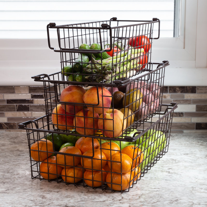 3 Storage Bins - Basket Set for Storage - Small, Medium, and Large Organizers, Brown