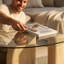 Table basse ovale en verre 45,67 pouces