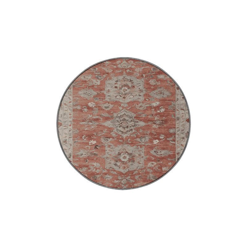 Tapis gris soyeux et moelleux, Rond 8 pi