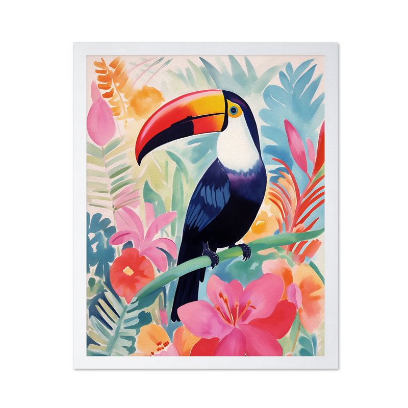 Toucan aquarelle, Affiche, Encadrement blanc, H 11 po x l 14 po