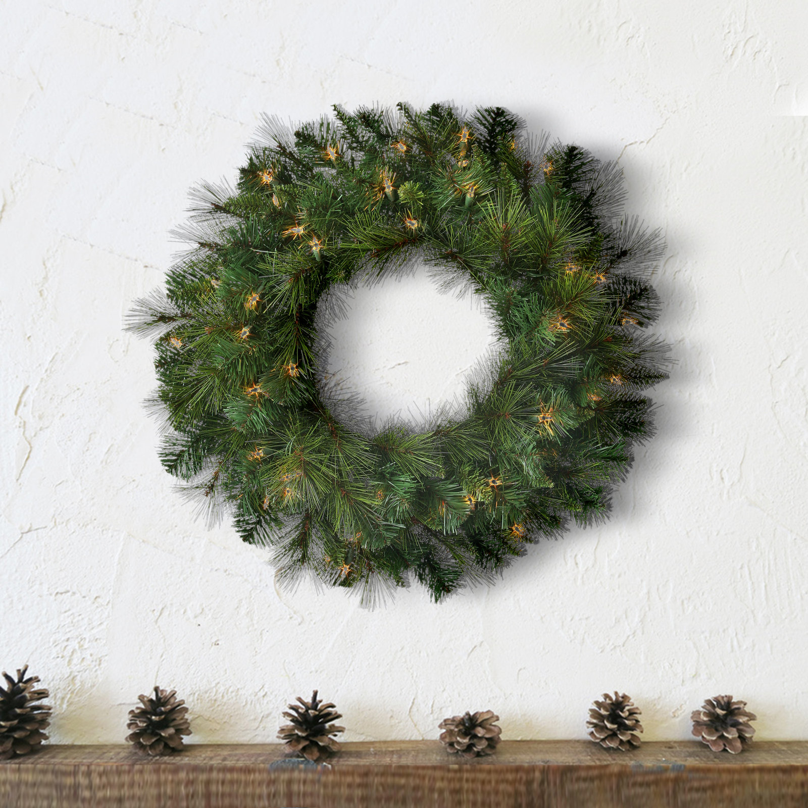 The Twillery Co.® Surrey 60" Pre-Lit Wreath, 24" H x 24" W x 4" D
