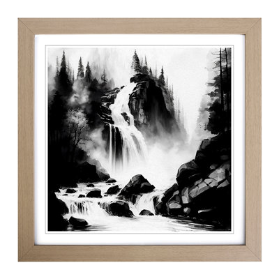 Waterfall Ink Wash - Framed Print