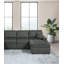 Ensemble de canapé modulaire de style contemporain avec chaises sans accoudoirs RAF et LAF couleur cendré capitonné tissu coussins de salon-121051896
