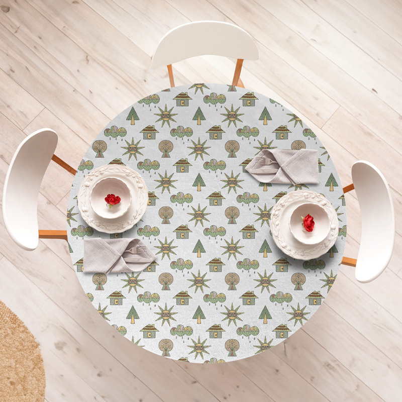 Ambesonne Tribal Fitted Round TableclotMulticolor 89038