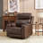 35.83" W Classic Top Genuine Leather Power Recliner Chair With Adjustable Headrest, USB Charging & Wireless Charging-389612291