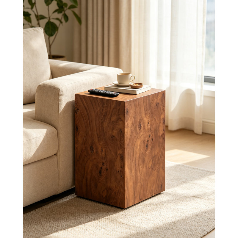 Table basse d'appoint en placage de noyer et en panneau de fibres à densité moyenne de qualité supérieure, 11,8 po x 11,8 po x 19,7 po, aucun article supplémentaire inclus