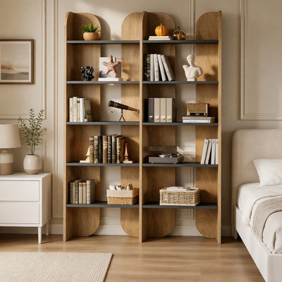 Modern 5-Tier Display Shelves, Spacious Bookcase for Home and Office, Rustic Style with Durable MDF Construction