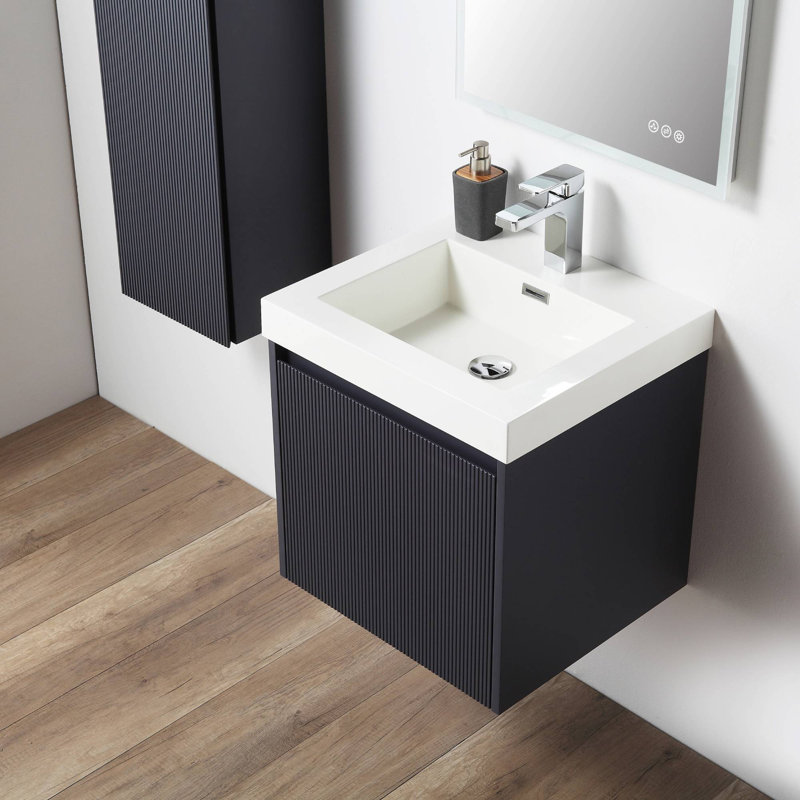 Meuble-lavabo flottant Keriel, Bleu nuit