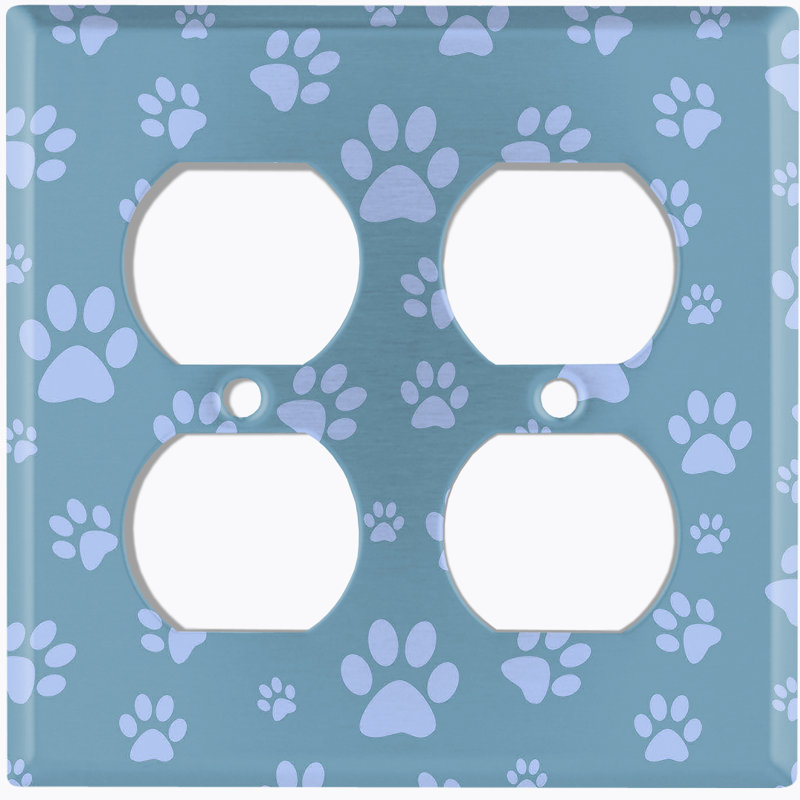 Plaque murale à 2 interrupteurs à bascule Dog Paw Prints, Bleu