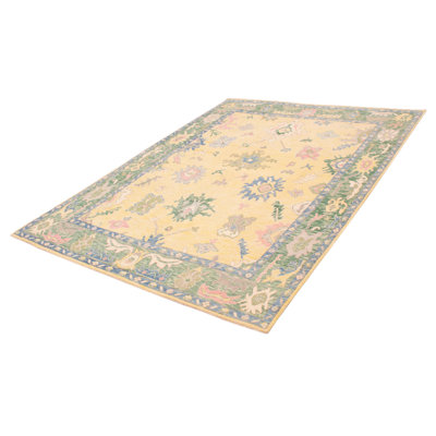 One-of-a-Kind Pershing Hand-Knotted New Age Rectangle 9'1"" x 12'2"" Wool Area Rug in Light Gold/Blue/Green -  Isabelline, 9B3B8CF4A7934624A451F95A6C523DB1