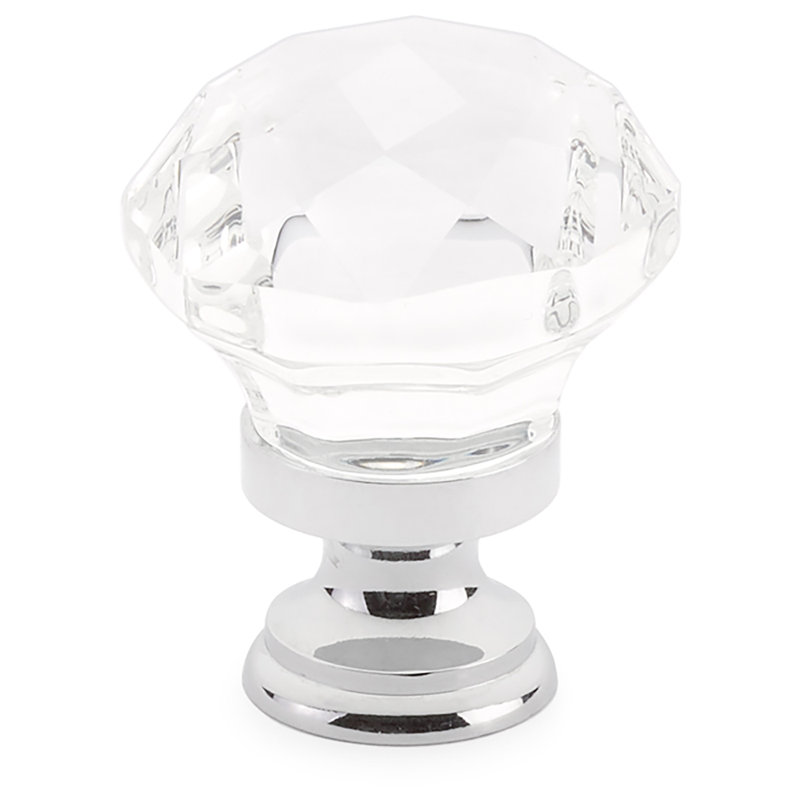 Crystal Round Knob, Polished Chrome, 1.25"
