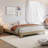 Platform Bed Frame with Wood & Metal Slats, 10.2" Underbed Storage, Easy Assembly, Golden Sandalwood-434061191-434061189