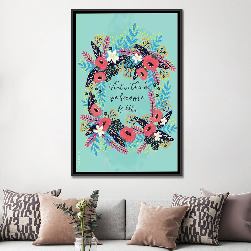 «What We Think», impression sur toile, H 26 po x l 18 po x P 1,5 po, Toile avec cadre noir, Pas de tapis