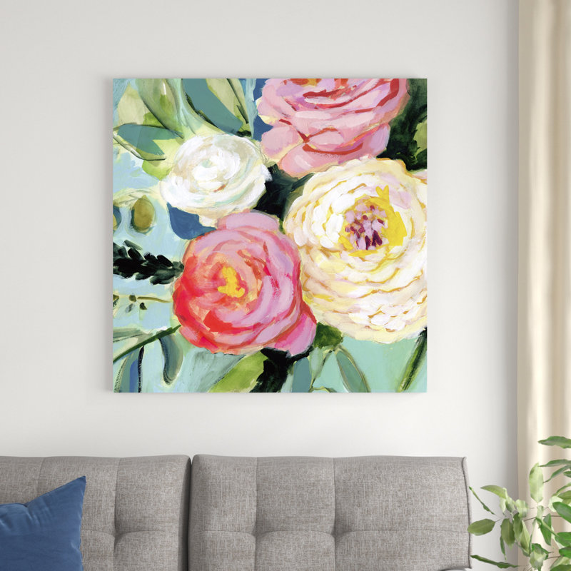 Floral brossé II, H 36 po x l 36 po