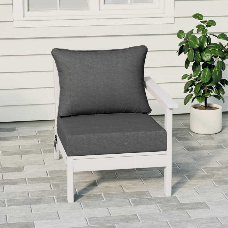 Deep Seating Right Arm Chair With Cushions, Gray, White