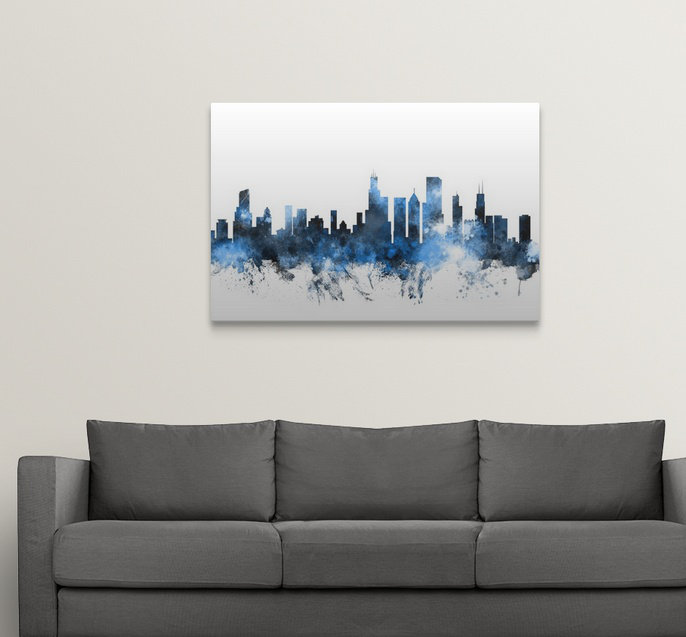 «Chicago Illinois Skyline» par Francy, impression, H 24 po x l 36 po x P 1,5 po, Toile
