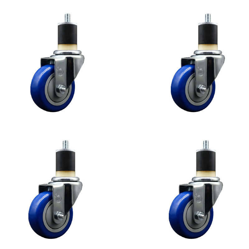 Ensemble de roulettes extensibles 3,5 pouces pivotant 3,5 pouces, Bleu
