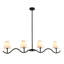 Éclairage pour îlot de cuisine, luminaire de style campagnard, lustre linéaire à 4 lumières avec abat-jour en tissu, luminaire pour îlot de cuisine à hauteur réglable (noir)