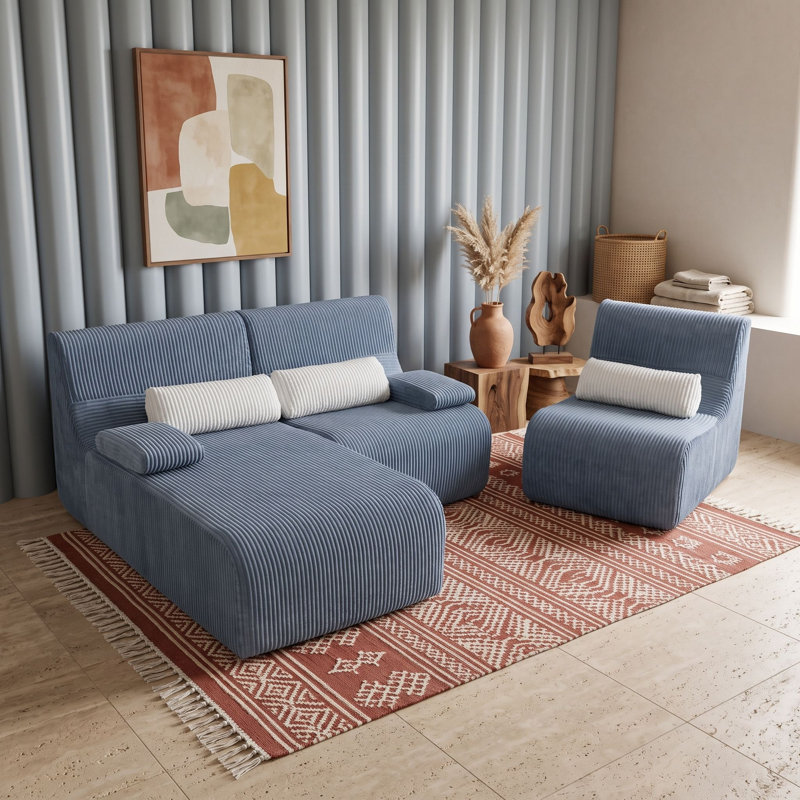 Canapé modulaire modulaire Corduroy, Blue