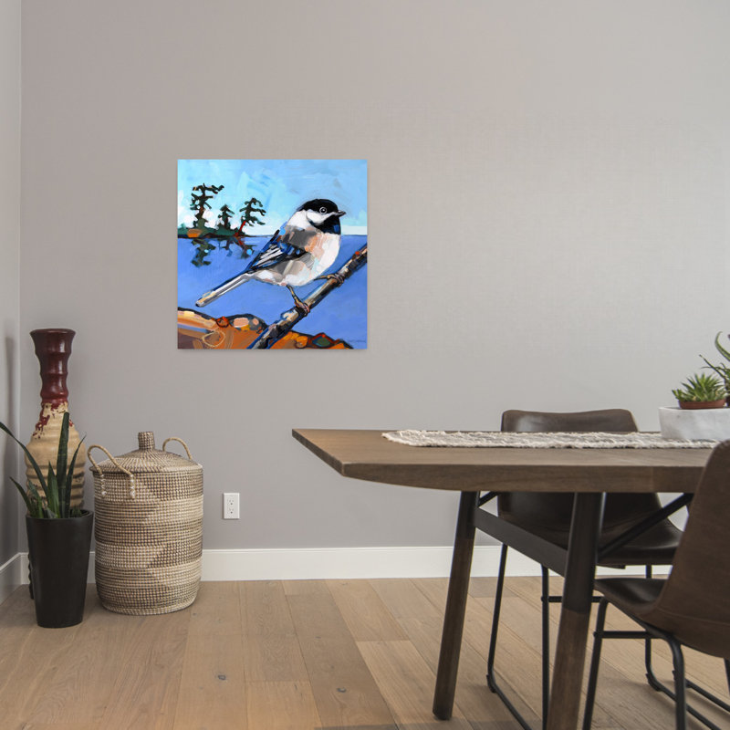 Tempête, oiseau contemporain, art animalier, H 24 po x l 24 po