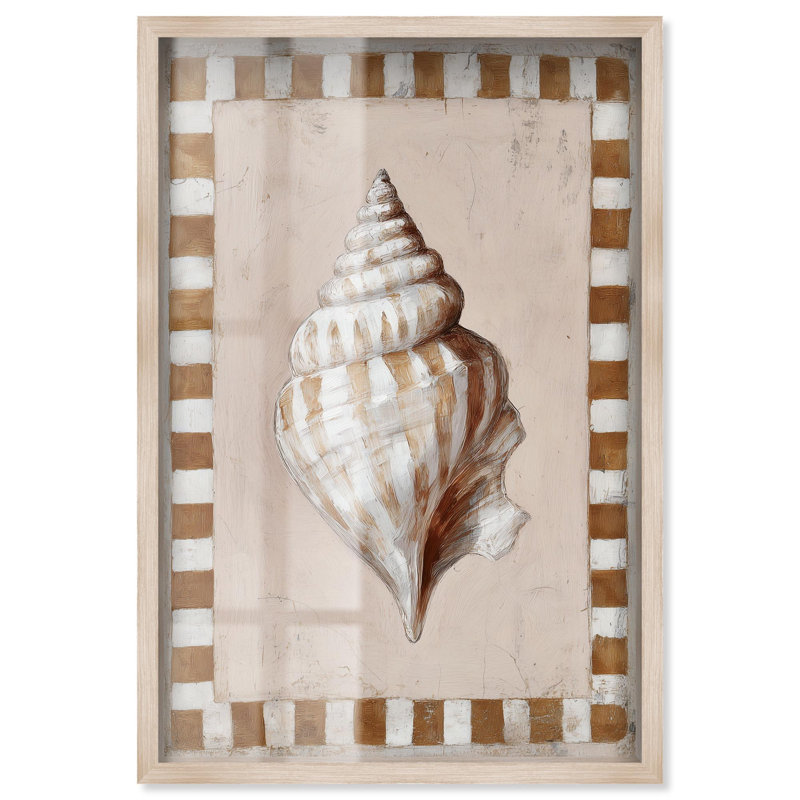 Spiral Shell II Shadowbox Print Boho Coastal Art par Art Remedy, cadre blond, 20 x 30, 31"H x 21"W, Cadre blond