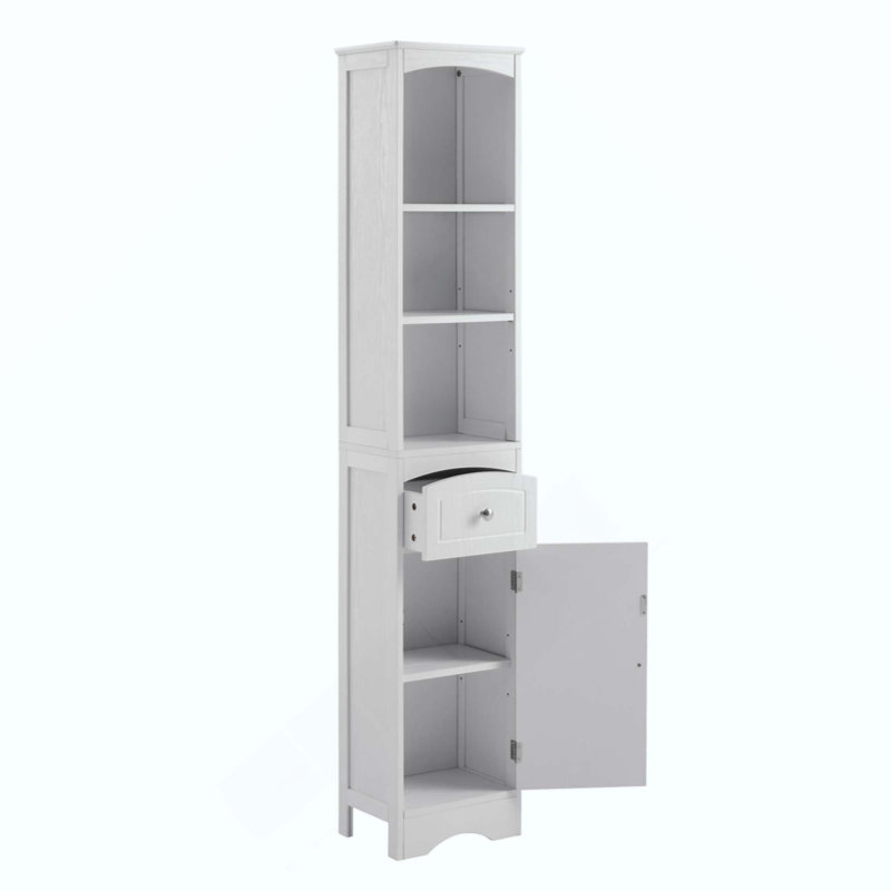 Armoire de rangement de 66,9 po de hauteur avec tiroir et tablette réglable, Blanc