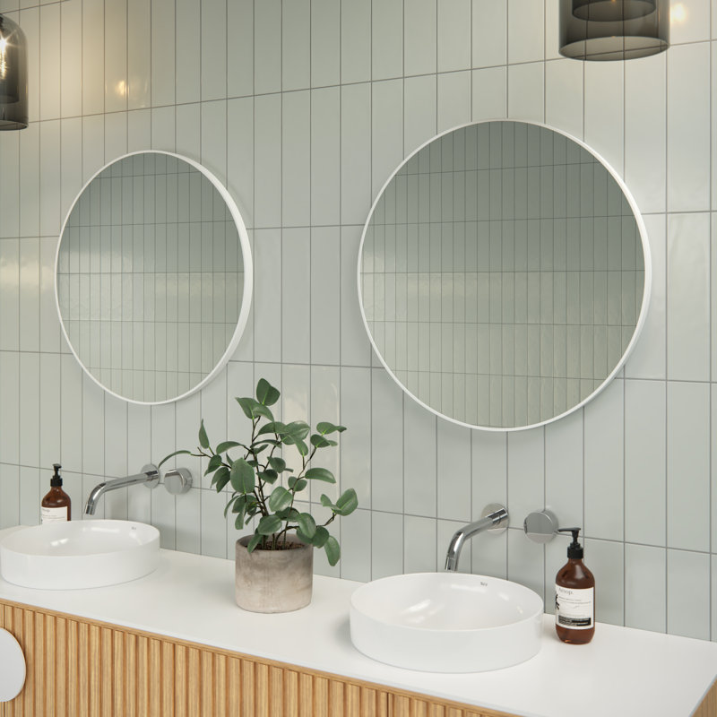 Miroir rond Leia, Blanc, 24 po x 24 po