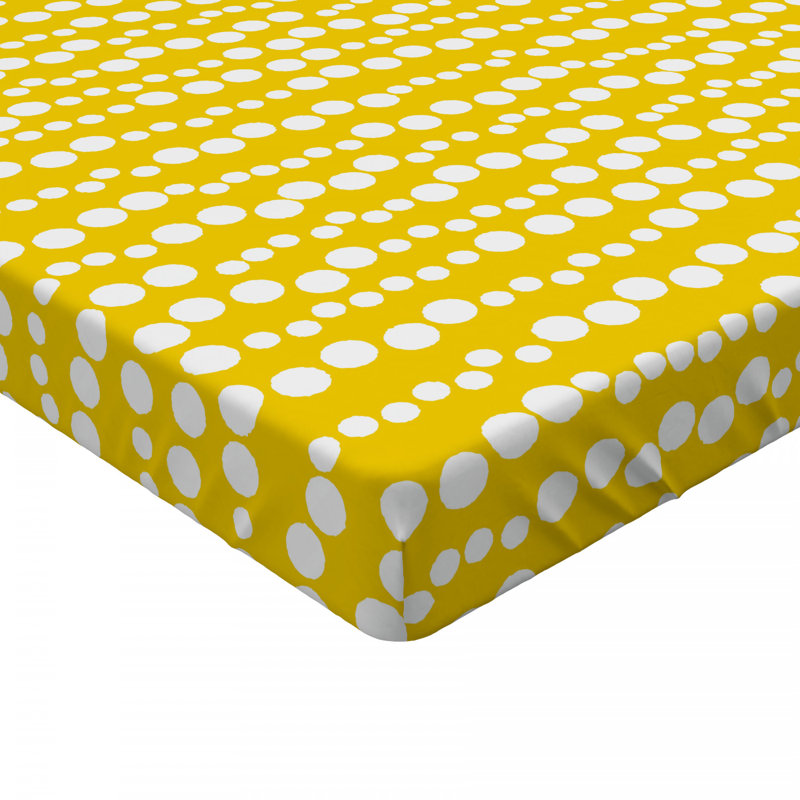 Yellow and White Polka Dot Twin Microfiber Fitted Sheet