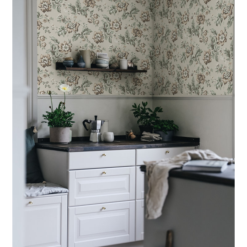 Rouleau de papier peint L 33 pi x l 20,86 po Ett Hem Rosen Stockholm, Beige