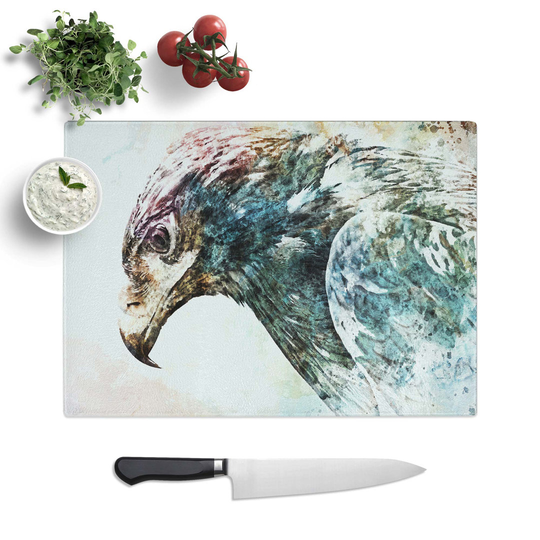 Glass Golden Eagle Portrait in Abstract Chopping Board