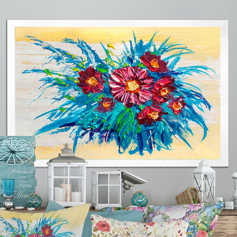 Bouquet de roses, impression sur toile traditionnelle, H 12 po x l 20 po x P 1 po, Cadre photo blanc