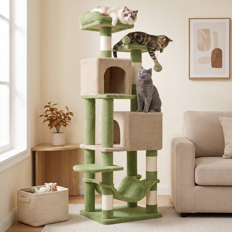 Arbre à chat 61 po H, L 19,8 po x l 16,2 po x H 60 po, Gris foncé