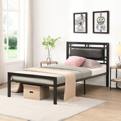 Twin Size Metal Bed Frame - Sturdy Steel Structure, Noise-Free Design, No Box Spring Needed, Modern Black Bed Frame For Bedroom (300Lbs Weight Capacity)