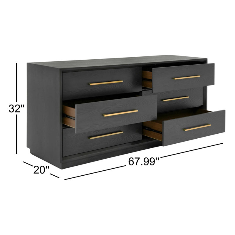 Commode 6 tiroirs Langley, Gris