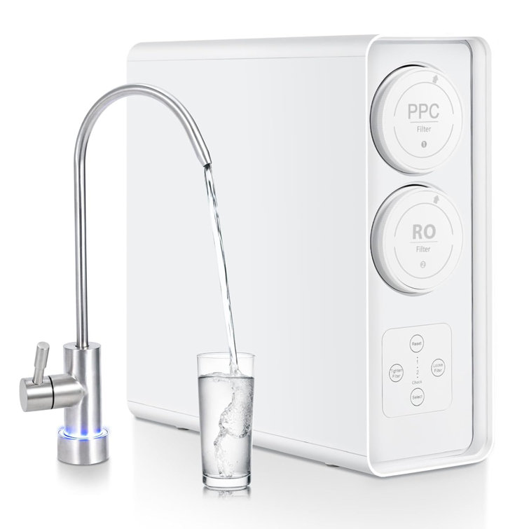 RO System 600 GPD, Under-Sink Tankless Reverse Osmosis Water Filter, 2:1 High Pure to Drain Water-Saving, Smart Faucet Reminder, Reduces TDS/PFOA/PFOS
