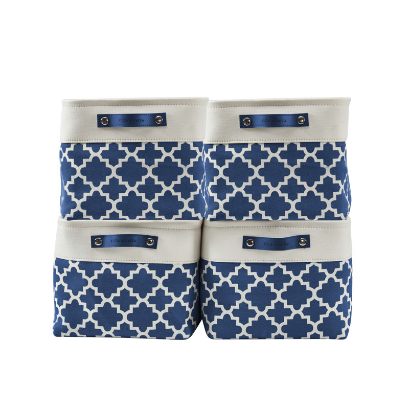 Ensemble de bacs de rangement pliables en tissu, Bleu, H 9,5 po x l 11 po x P 15 po, 4