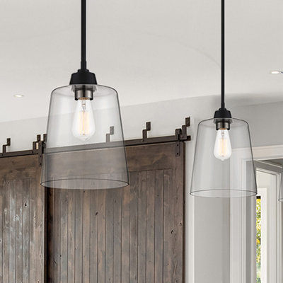 Herman 1-Light Metal and Glass Bell Pendant