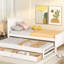 Lit plateforme simple avec lit gigogne et tiroirs, blanc