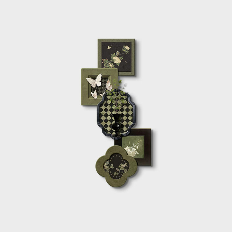 Vert, noir forme libre grès art mural, H 39,37 po x l 18,5 po