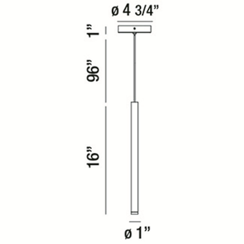Navada 1 - Light LED Single Pendant, Nickel, Small ( 16" H x 1" W x 1" D )