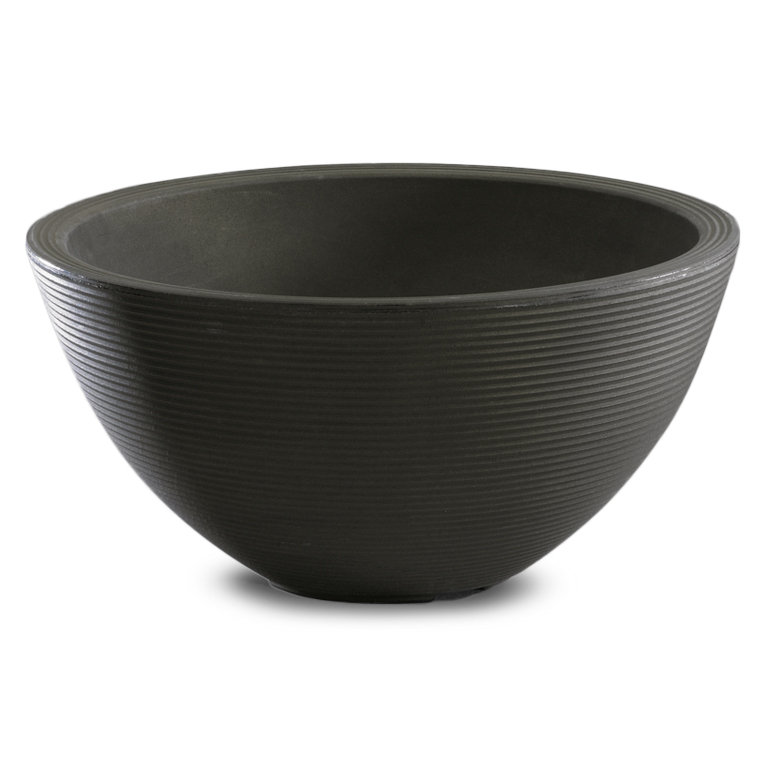 Pot à fleurs en résine Delano, Noir caviar, H 17 po x l 34 po x p 34 po