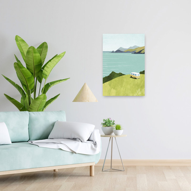 Art contemporain, paysage côtier abstrait, H 24 po x l 16 po