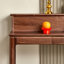 Console ronde en bois de noyer massif-1885759897